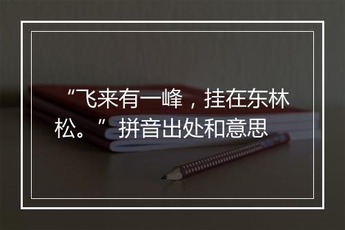 “飞来有一峰，挂在东林松。”拼音出处和意思