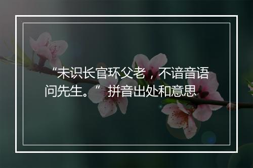 “未识长官环父老，不谙音语问先生。”拼音出处和意思