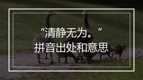 “清静无为。”拼音出处和意思