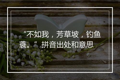 “不如我，芳草坡，钓鱼蓑。”拼音出处和意思