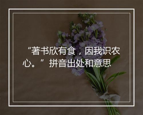 “著书欣有食，因我识农心。”拼音出处和意思