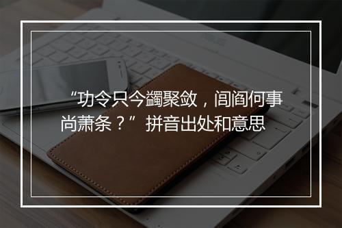 “功令只今蠲聚敛，闾阎何事尚萧条？”拼音出处和意思