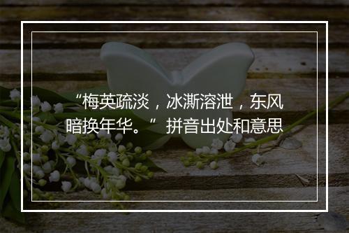 “梅英疏淡，冰澌溶泄，东风暗换年华。”拼音出处和意思