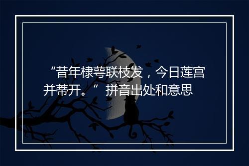 “昔年棣萼联枝发，今日莲宫并蒂开。”拼音出处和意思