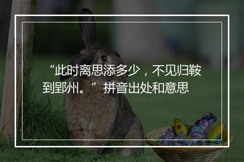 “此时离思添多少，不见归鞍到郢州。”拼音出处和意思