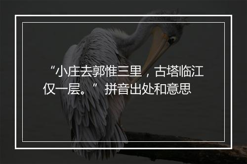 “小庄去郭惟三里，古塔临江仅一层。”拼音出处和意思