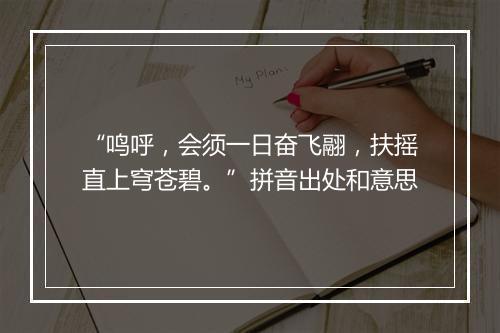 “鸣呼，会须一日奋飞翮，扶摇直上穹苍碧。”拼音出处和意思