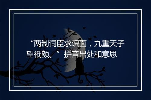 “两制词臣求识面，九重天子望祇颜。”拼音出处和意思