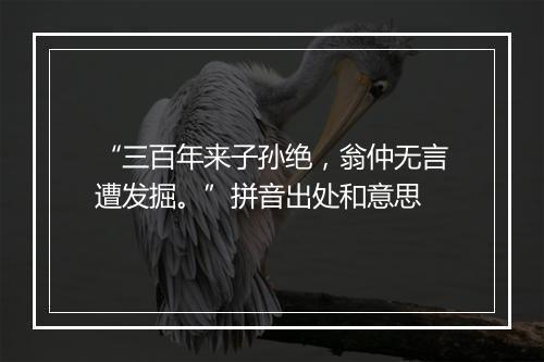 “三百年来子孙绝，翁仲无言遭发掘。”拼音出处和意思