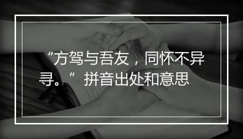 “方驾与吾友，同怀不异寻。”拼音出处和意思