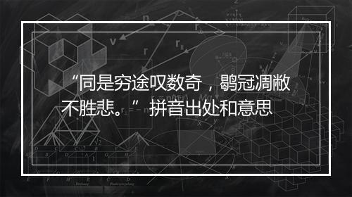 “同是穷途叹数奇，鹖冠凋敝不胜悲。”拼音出处和意思