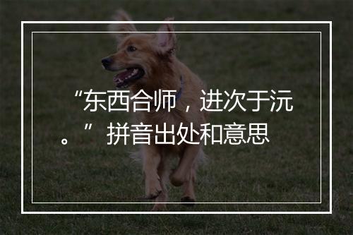 “东西合师，进次于沅。”拼音出处和意思