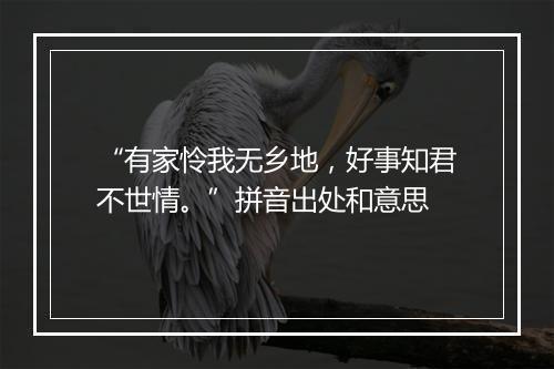 “有家怜我无乡地，好事知君不世情。”拼音出处和意思