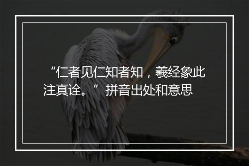 “仁者见仁知者知，羲经象此注真诠。”拼音出处和意思