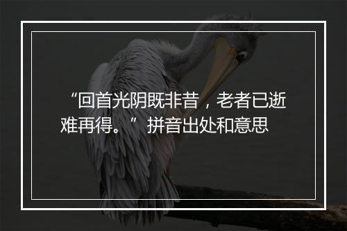 “回首光阴既非昔，老者已逝难再得。”拼音出处和意思