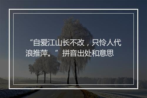 “自爱江山长不改，只怜人代浪推萍。”拼音出处和意思