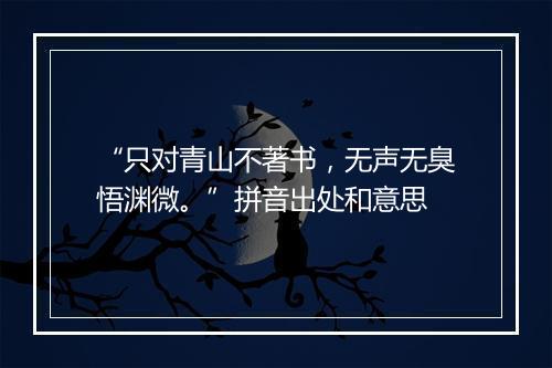 “只对青山不著书，无声无臭悟渊微。”拼音出处和意思