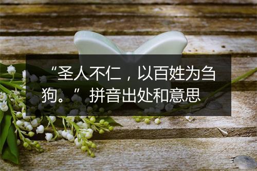 “圣人不仁，以百姓为刍狗。”拼音出处和意思