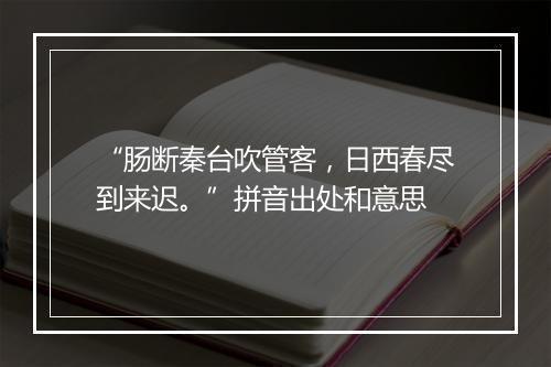 “肠断秦台吹管客，日西春尽到来迟。”拼音出处和意思