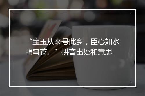 “宝玉从来号此乡，臣心如水照穹苍。”拼音出处和意思