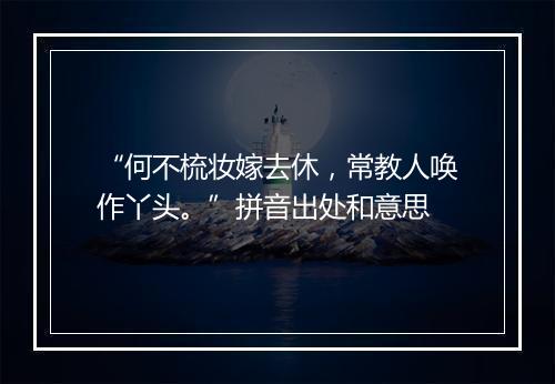 “何不梳妆嫁去休，常教人唤作丫头。”拼音出处和意思