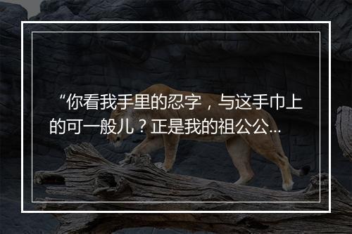 “你看我手里的忍字，与这手巾上的可一般儿？正是我的祖公公。”拼音出处和意思