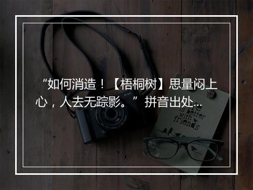 “如何消造！【梧桐树】思量闷上心，人去无踪影。”拼音出处和意思