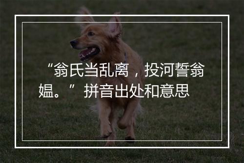 “翁氏当乱离，投河誓翁媪。”拼音出处和意思