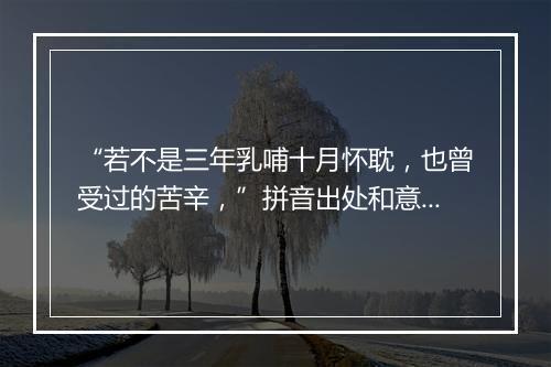 “若不是三年乳哺十月怀耽，也曾受过的苦辛，”拼音出处和意思