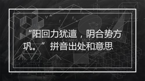 “阳回力犹邅，阴合势方巩。”拼音出处和意思