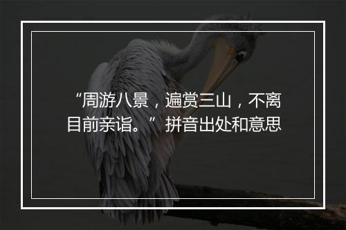 “周游八景，遍赏三山，不离目前亲诣。”拼音出处和意思