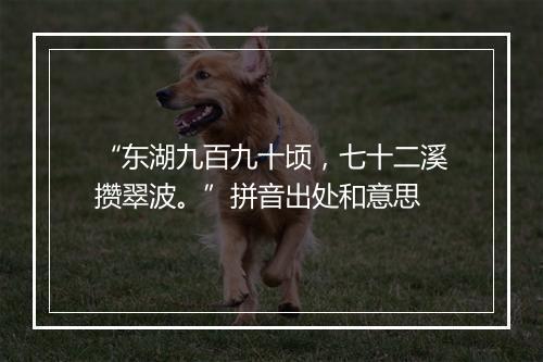 “东湖九百九十顷，七十二溪攒翠波。”拼音出处和意思