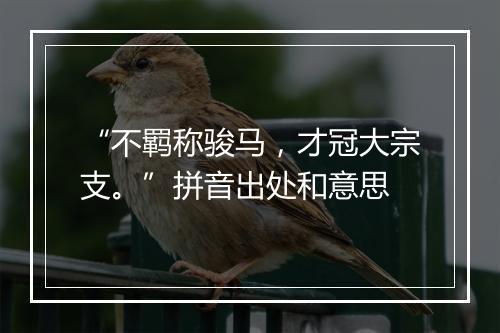 “不羁称骏马，才冠大宗支。”拼音出处和意思