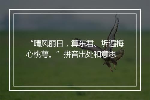 “晴风丽日，算东君、坼遍梅心桃萼。”拼音出处和意思