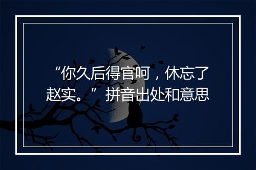 “你久后得官呵，休忘了赵实。”拼音出处和意思