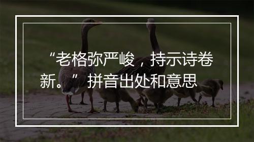 “老格弥严峻，持示诗卷新。”拼音出处和意思