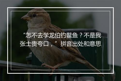 “怎不去学龙伯钓鳌鱼？不是我张士贵夸口，”拼音出处和意思