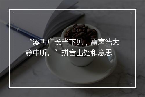 “溪舌广长当下见，雷声浩大静中听。”拼音出处和意思