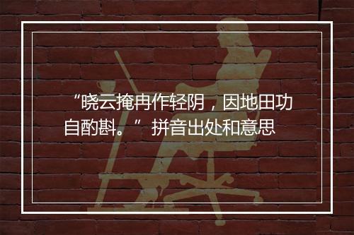 “晓云掩冉作轻阴，因地田功自酌斟。”拼音出处和意思