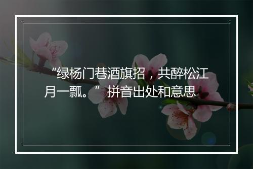 “绿杨门巷酒旗招，共醉松江月一瓢。”拼音出处和意思