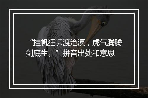 “挂帆狂啸渡沧溟，虎气腾腾剑底生。”拼音出处和意思