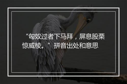 “匈奴过者下马拜，屏息股栗惊威棱。”拼音出处和意思