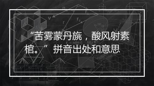 “苦雾蒙丹旐，酸风射素棺。”拼音出处和意思