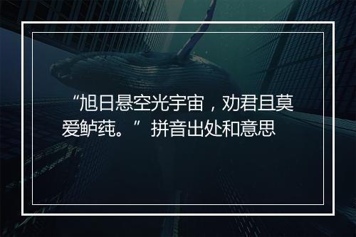 “旭日悬空光宇宙，劝君且莫爱鲈莼。”拼音出处和意思