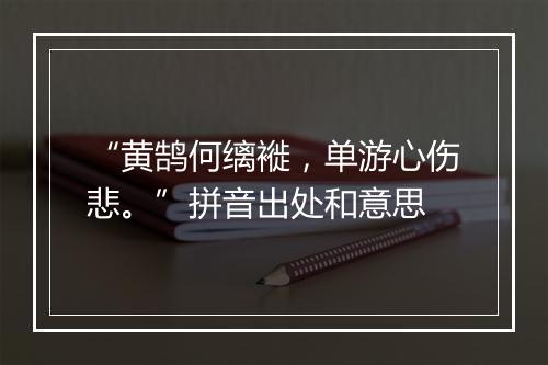 “黄鹄何缡褷，单游心伤悲。”拼音出处和意思