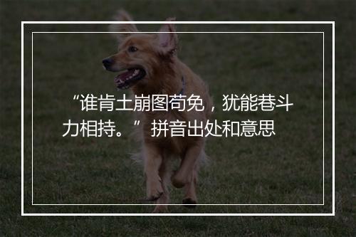 “谁肯土崩图苟免，犹能巷斗力相持。”拼音出处和意思