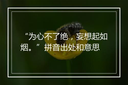 “为心不了绝，妄想起如烟。”拼音出处和意思