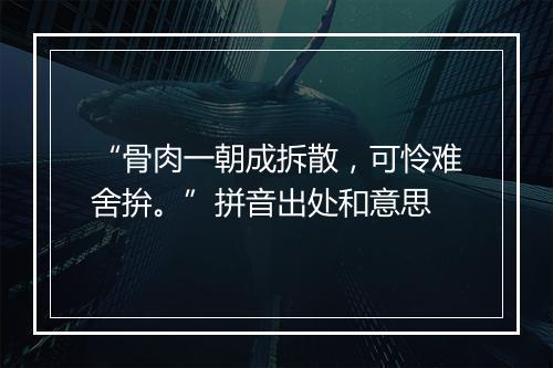 “骨肉一朝成拆散，可怜难舍拚。”拼音出处和意思