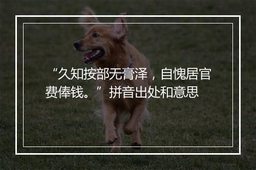 “久知按部无膏泽，自愧居官费俸钱。”拼音出处和意思