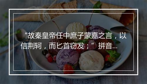 “故秦皇帝任中庶子蒙嘉之言，以信荆轲，而匕首窃发；”拼音出处和意思